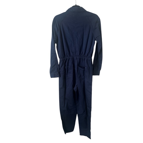 NWT Outerknown Navy Blue Station Cinched Jumpsuit Cotton Linen Size XS Reg. $198 - Picture 4 of 12